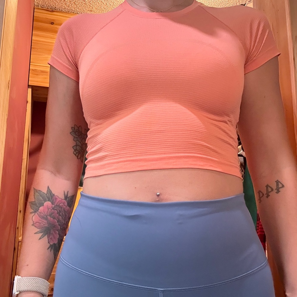 Peach Short Sleeve Lululemon Crop